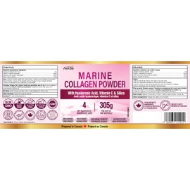 Herba Marine Collagen Powder for Women & Men with Hyaluronic Acid, Vitamin C, and Silica C 305g | Made in Canada | Wild Caught | Hydrolyzed Collagen Peptides | Antibiotics Free | Sustainably Sourced | Herba