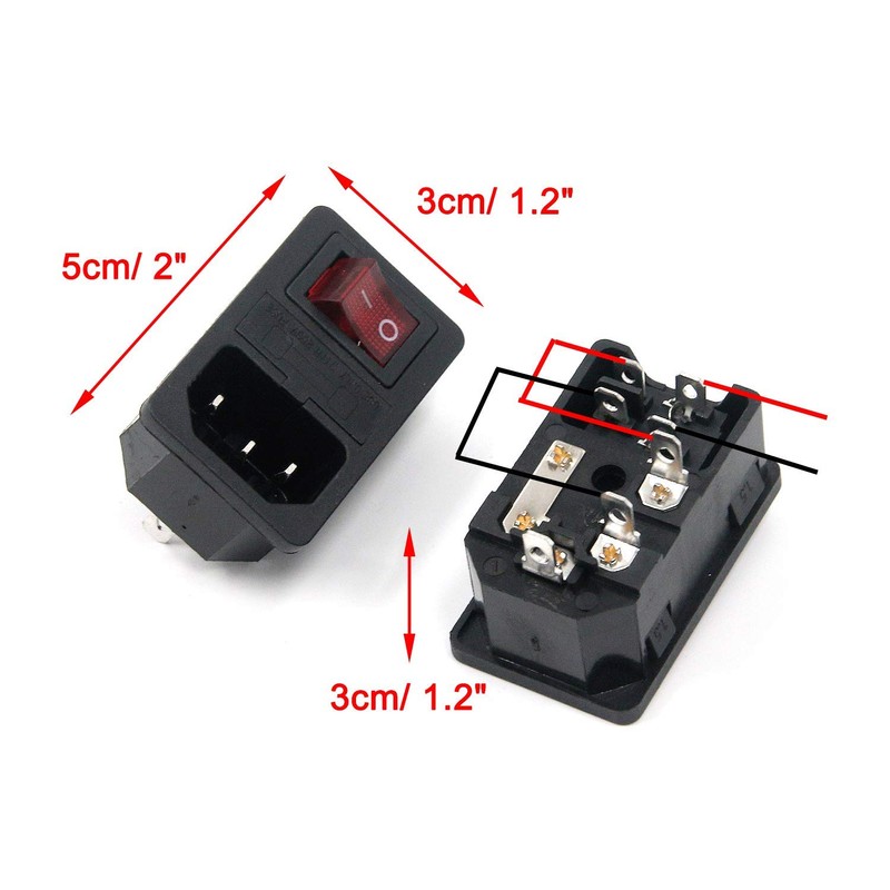Antrader 2pcs AC250V 10A IEC 320 C14 Inlet Panel Socket