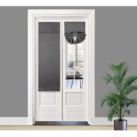 PI Blackout Door Curtain,Privacy Tie up Shade Thermal Insulated Small Door Curtain for Classroom/Sliding Door/Front Door 1 Panel (W12XL40,Dark Grey)