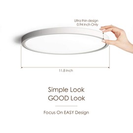 TALOYA Flush Mount 12 Inch Ceiling Light (Milk White Shell), 20W Surface Mount LED Light Fixture for Bedroom Kitchen,5 Color Temperatures in One,0.94 Inch Thickness Round