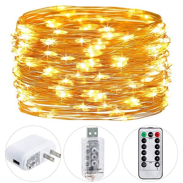 HSicily Fairy Lights Plug in, 8 Modes 33ft 100 LED