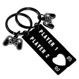 2PCs Funny Couple Keychain Valentines Day Gifts for Him Her Gamer Gifts for Husband Wife Girlfriend Boyfriend Birthday Gift Anniversary Keychain Fiance Gift
