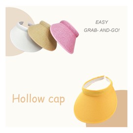 jecvxor Cloth Covered Slip-On Visor for Women, Adjustable Cap Sports Sun Visors for Men, White/Yellow, Large