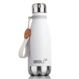 Mollcity Small Water Bottles -9 oz Stainless Steel Insulated Water Bottles for Back to School Reusable Metal Flask for Girls (White)