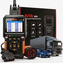 JUTA Heavy Duty Truck Scanner Diesel OBD2 Diagnostic Scan Tool, 2-in-1 Check Engine Code Reader for Car and Truck, Real-Time Data Stream, Battery Test