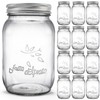 Cedilis 12 Pack Wide Mouth Mason Jars, 32 oz Glass