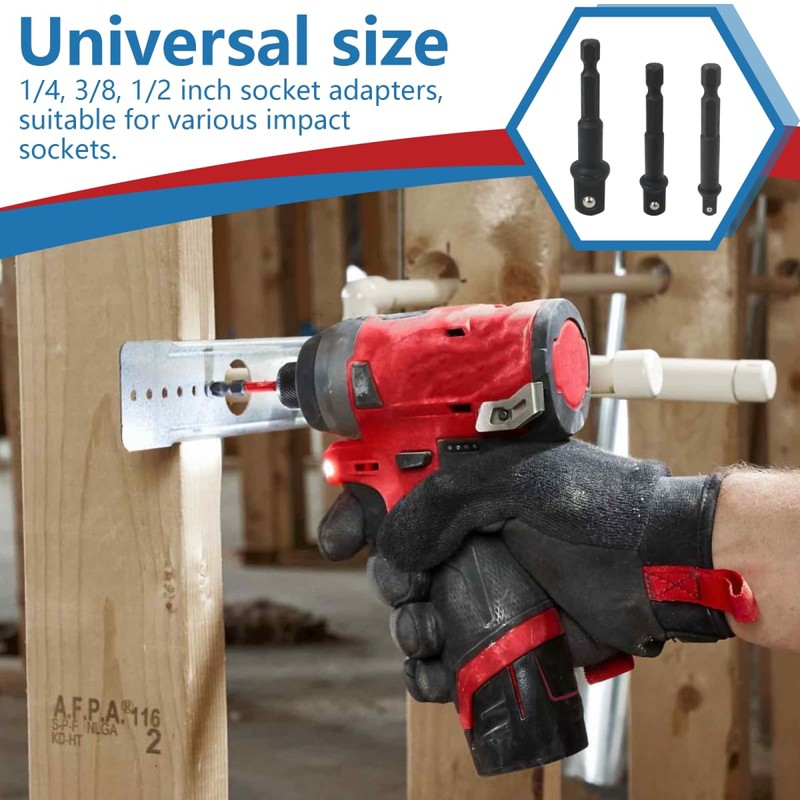 3pcs/Set,1/4", 3/8", 1/2" Impact Driver Socket Adapter Set Fit for
