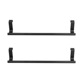 Over the Door Towel Rack, Pack of 2, Stainless Steel, Black, Hangable, Punch-Free, Nail-free, Cabinet Door, Towel Holder for Home, Hotel, Bathroom, Kitchen, Towel Rail Over Cupboard, (36 cm)