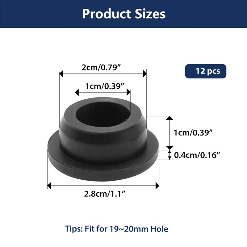 12 Pack 3/4 Inch 20mm Rubber Plugs for Round Holes,