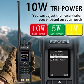 BAOFENG DM32 DMR Handheld Radio with USB-C Charging, GPS, 10W Long Range Walkie Talkie for Emergency Rescue & Outdoor Sports DM-32UV (1 Pack Black+Back Clip)