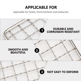 HEMOTON Stainless Steel Squares Holes Grill Barbecue Wire Mesh Multi-Purpose BBQ Grid Cooking Baking Rack Barbecue Grill (26 x 32cm)