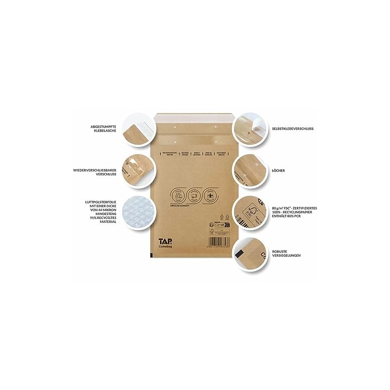 Global Pack Brown Bubble Envelopes Bubble Mailers 3/C 170 x