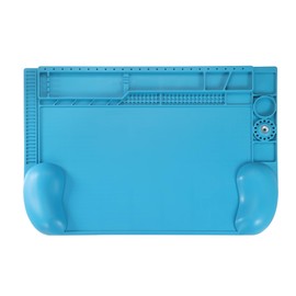 HARFINGTON Soldering Mat 17.7"x11.8" Large Silicone Magnetic Soldering Repair Mat Heat Resistant Electronics Work Mat for BGA Soldering Gun Iron Workbench CellPhone Computer Repair, Blue
