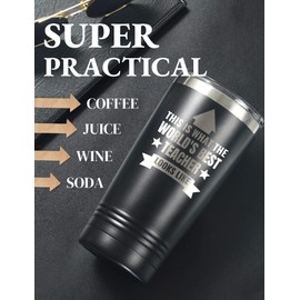 Onebttl Teacher Gifts Tumbler for Women Men, 20oz Stainless Steel Cup with Lid Straw for Teacher Day, End of School, Christmas - World's Best Teacher Looks Like