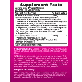 PINK Probiotics for Women | Digestive Health Support | 50 Veggie Capsules | by PINK