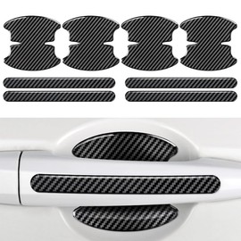 SSZYMAOYI Car Door Handle Protector 8-Piece Set Carbon Fiber Door Guard Scratch-Resistant Anti-Scratch Waterproof Exterior Parts Protective Stickers Easy to Install Universal Type Black