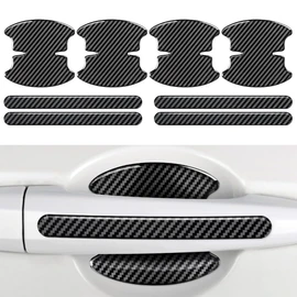 SSZYMAOYI Car Door Handle Protector 8-Piece Set Carbon Fiber Door Guard Scratch-Resistant Anti-Scratch Waterproof Exterior Parts Protective Stickers Easy to Install Universal Type Black