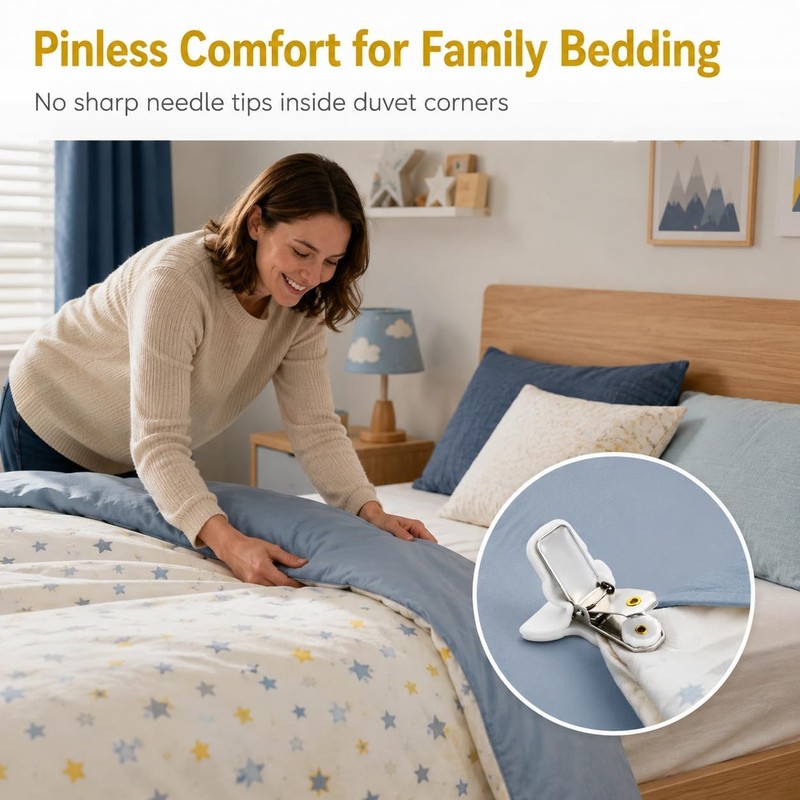 ZALAOR 6 PCS Padded Duvet Clips - Pinless Quilt Cover