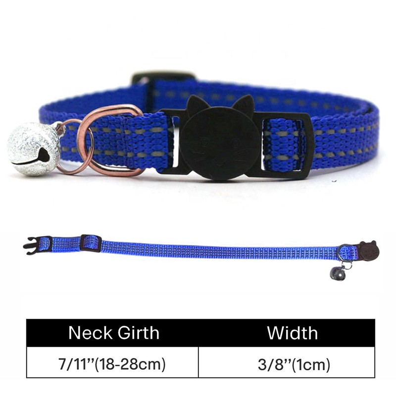 Cat/Kitten Collar with Bell & Reflective Stripes, Quick Safety Buckle