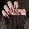Fall Almond Press on Nail Medium Pure Brown Fake Nail