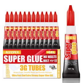 3 Gram (Pack of 12) Single use Super Glue Gel, Super Fast, Thick & Strong Adhesive Superglue, Cyanoacrylate Glue for Hard Plastics, DIY Craft, Ceramics, Frame, Leather, Metal Etc