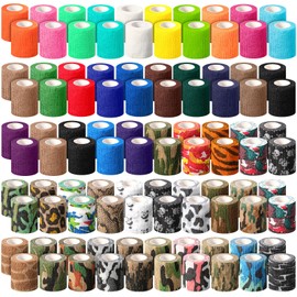 Threlaco 100 Rolls Self Adhesive Bandage Wrap Breathable Elastic Cohesive Bandage Non Woven Medical Wrap Colorful Ankle Tape for Stretch Athletic, Sports, Wrist(Sports Style,2 Inch X 5 Yards)