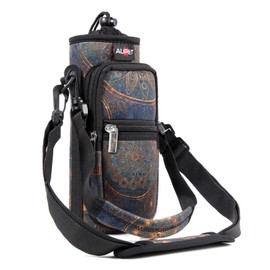 AUPET Water Bottle Sling Bag Sleeve Holder Carrier 25/32/40/64 oz,Insulated Crossbody Water Bottle Case Cover with Strap and Pockets for Men/Women Walking Hiking Camping (25oz, stylish)