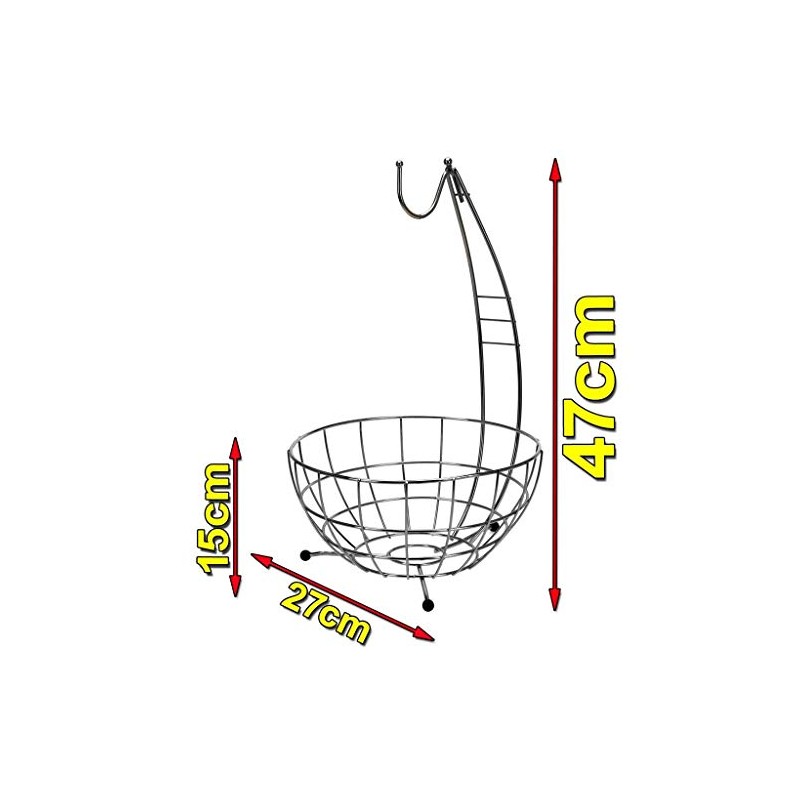 CHROME HANGING FRUIT BOWL VEGETABLE BASKET HOOK TREE APPLE ORANGE