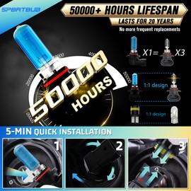 SPBRTBUB Headlight Bulbs compatible with Toyota Sienna 2011-2018 Light Halogens Front Bulb,9005/HB3/H10 High Beam + H11/h9/h8 Low Beam + H11 Halogen Fog Lights, T10 License Plate Lights, Pack of 8