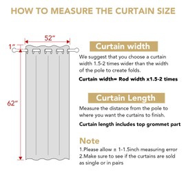 H.VERSAILTEX Pure White Curtains 63 inch Length Window Treatment Panels for Living Room Thermal Insulated Grommet Curtain Drapes (Set of 2)