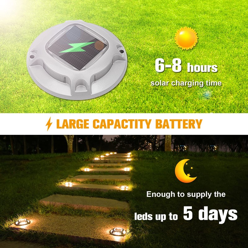 VOLISUN Solar Driveway Lights Dock Deck Lights 12 Pack,2 Colors