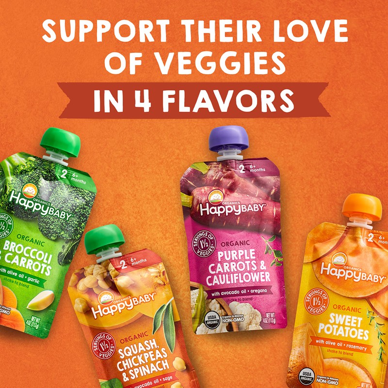 Happy Baby Organic Squash, Chickpeas & Spinach Baby Food, 4