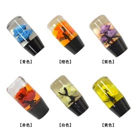 JINGLING Underwater Flower Shift Knob, Water Flower, Crystal, Gear Knob, Universal for AT MT Cars, Compatible with Domestic Cars, Custom, 3 Types of Adapters, 1 Piece, Blue, 7.9 inches (20 cm)