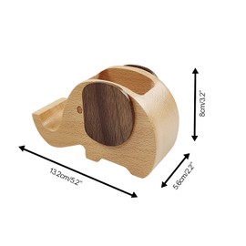 Spring.Rd Multi-Functional Novelty Wooden Elephant Phone Stand with Pen&Pencil Cup Holder Desk Decoration Stationery Organizer Wooden Lovely Pen Pencil Holder for Study Ornaments