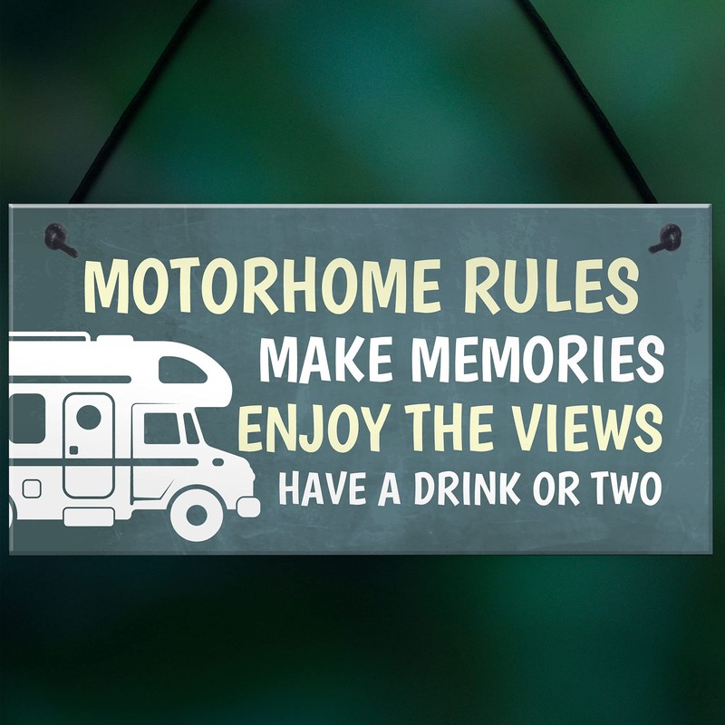 RED OCEAN Motorhome Rules Sign Hanging Door Plaque Motorhome Caravan