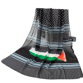 TECHPLUS Fashion Keffiyeh – Cotton Head Neck Scarf –Arab Shawl Scarf for Women Girls – Palestine Style and Flag (Black)