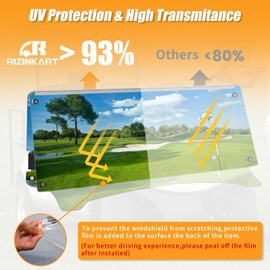 RIZINKART Golf Cart Windshield for Yamaha G29,Customize 5MM Thicken Windshield Replacement Fits Yamaha G29 Drive (2007-2016) Gas and Electric Models - Impact Resistant | UV-Protect Foldable Windshield