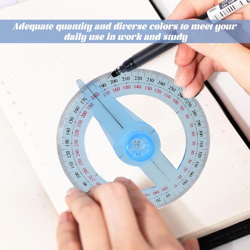 2Pcs 360 Degree Protractor Angle Measure Protractor Circle Protractor 12cm
