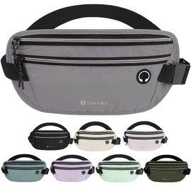 TINYAT Money Belt Anti Theft Hidden Passport Phone Holder Waterproof Bumbag Travel Waist Belt Fanny Pack Running Belts for Women Men