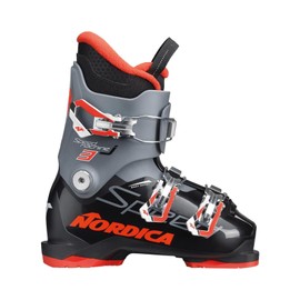 Nordica Junior Speedmachine J3 Ski Boots with Weight Adjuster | Durable Comfortable Warm Downhill Ski Boots for Children, Black/Anthracite/Red, Size: 24.5