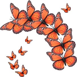 Syhood - 24 piezas de decoraciones de mariposa monarca naranja de 4.7 pulgadas magnéticas artificiales 3D de plástico sintético con calcomanías de mariposas monarca para decoración de pared para