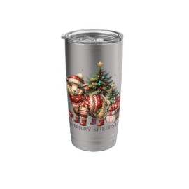 Christmas Sheep in a Holiday Sweater Funny Sheep Mama Mom Stainless Steel Insulated Tumbler