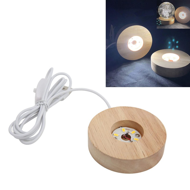 LED Light Base Display Base, USB Interface Wood Lighted Display
