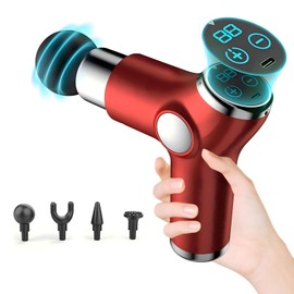 JOYSUWERUN Valentines Day Gifts for Her Him Massage Gun with LCD Display, 4 Attachments, Red