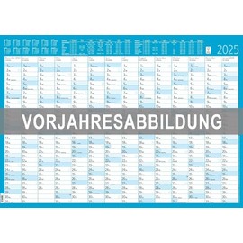 Jahresplaner 14 Monate foliert 2026 - Plakat-Kalender 86x61 cm - abwischbar - Ferienübersicht - Arbeitstagezählung - Zettler