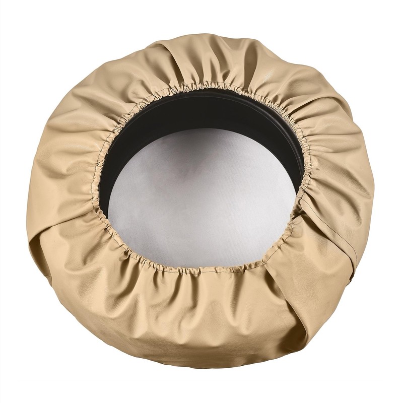 Spare Tire Cover, Beige Wheel Cover Waterproof PVC Leather Dust-Proof