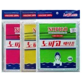 [Variety Pack] NOPIGO The Original Korean Exfoliating Mitt Body Scrub, Reusable(12pcs) Green4+Red4+Yellow4