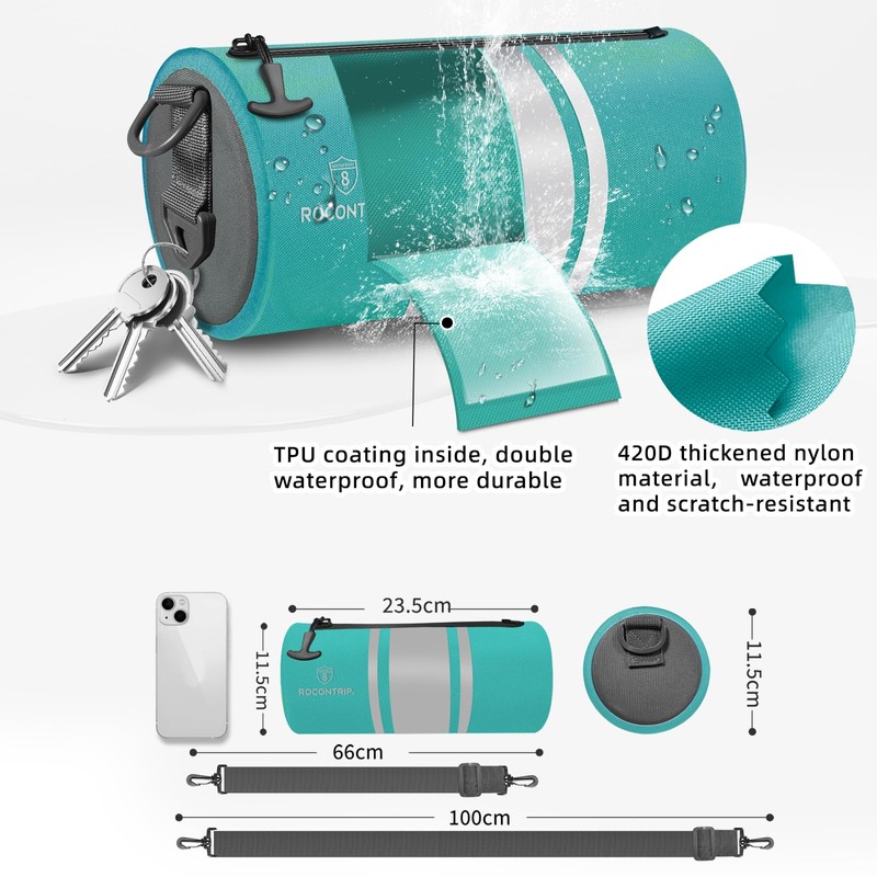 ROCONTRIP Crossbody Waterproof Bag IPX8 Dry Bag with Airtight Zipper