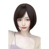FESHFEN Wig Short Bob Side Bang Diagonal Bang Women's Daily