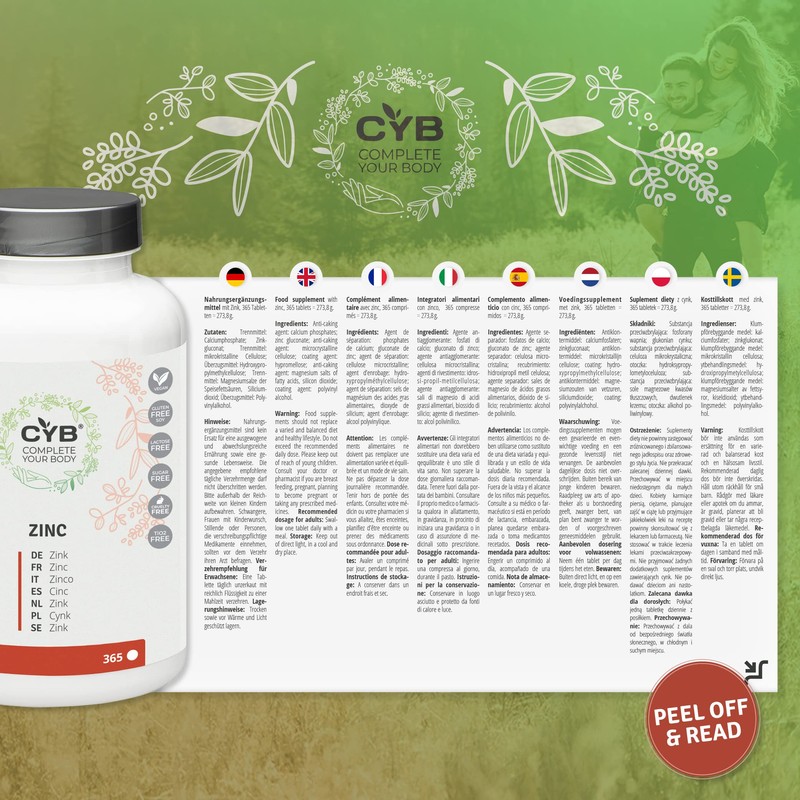 CYB Zinc - 25mg Pure, High Dose Zinc - Vegan
